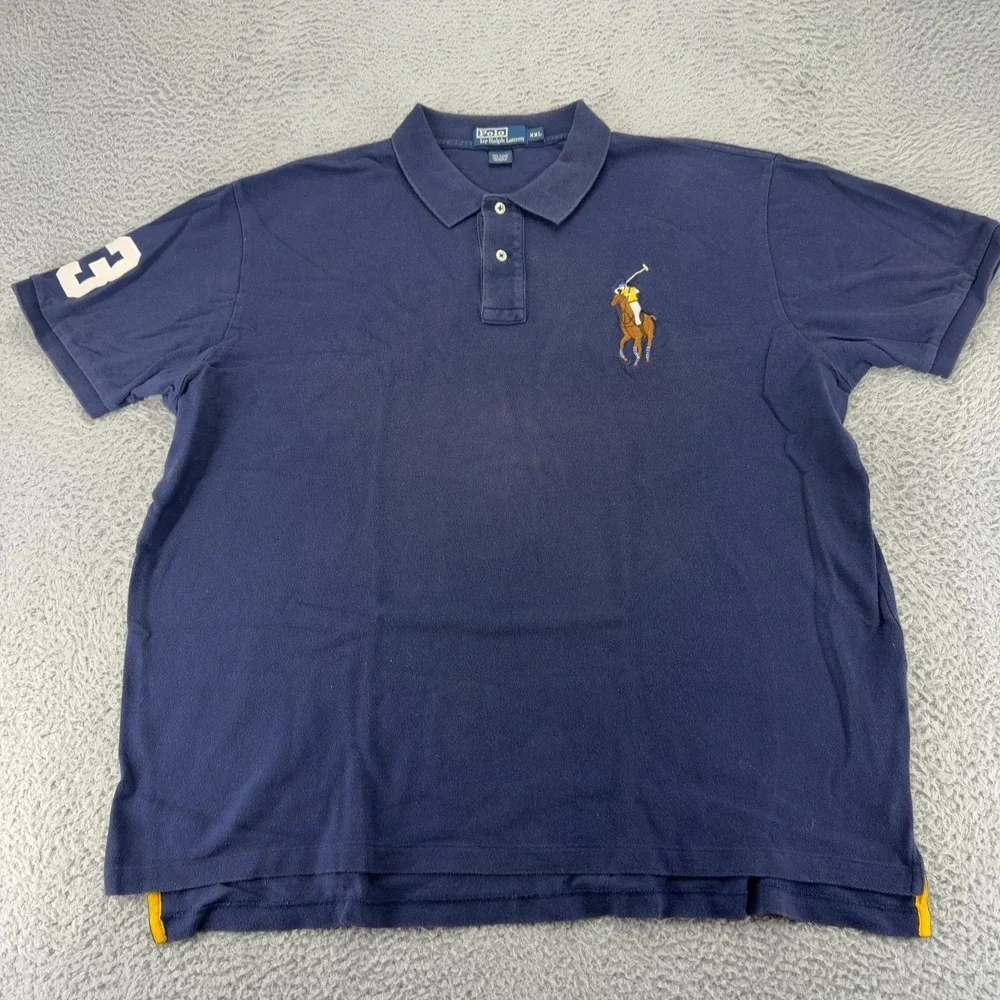 Polo Ralph Lauren Shirt Mens XXL Blue Big Flesh Pony Short Sleeve Golf Preppy 3
